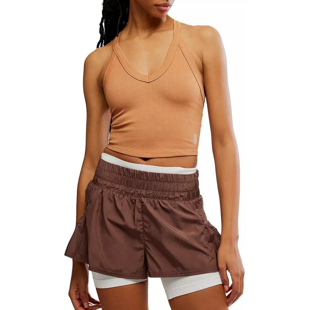 FREE PEOPLE Movement All Clear Crop Racerback Tank in Twig Size X-Large NWT